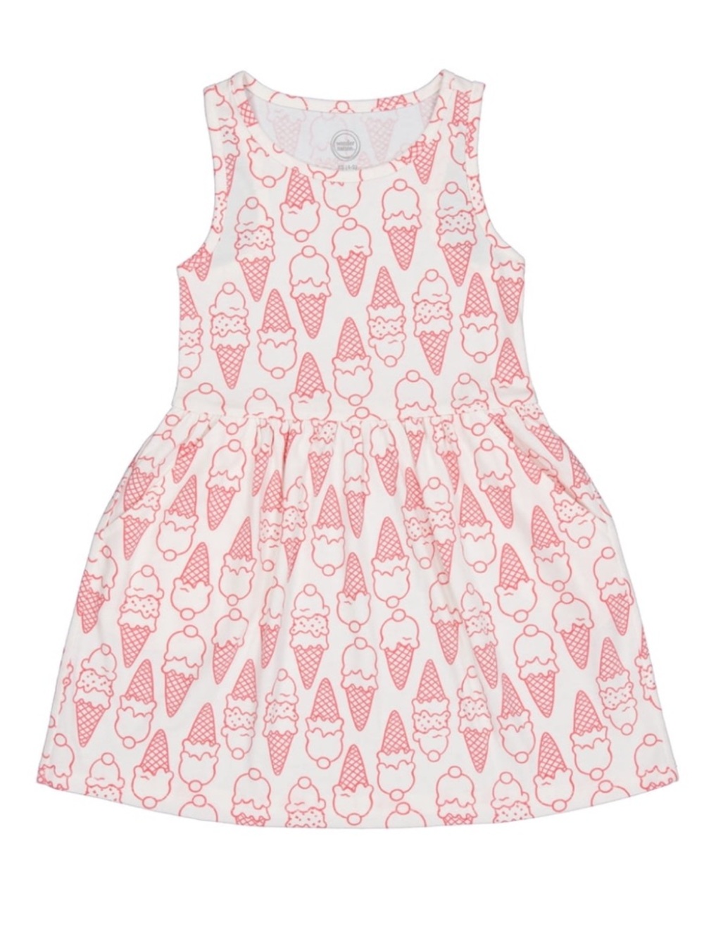 Wonder Nation Ivory Cream Ice Cream Print Girls Tank Skater Dress - XS (4/5)